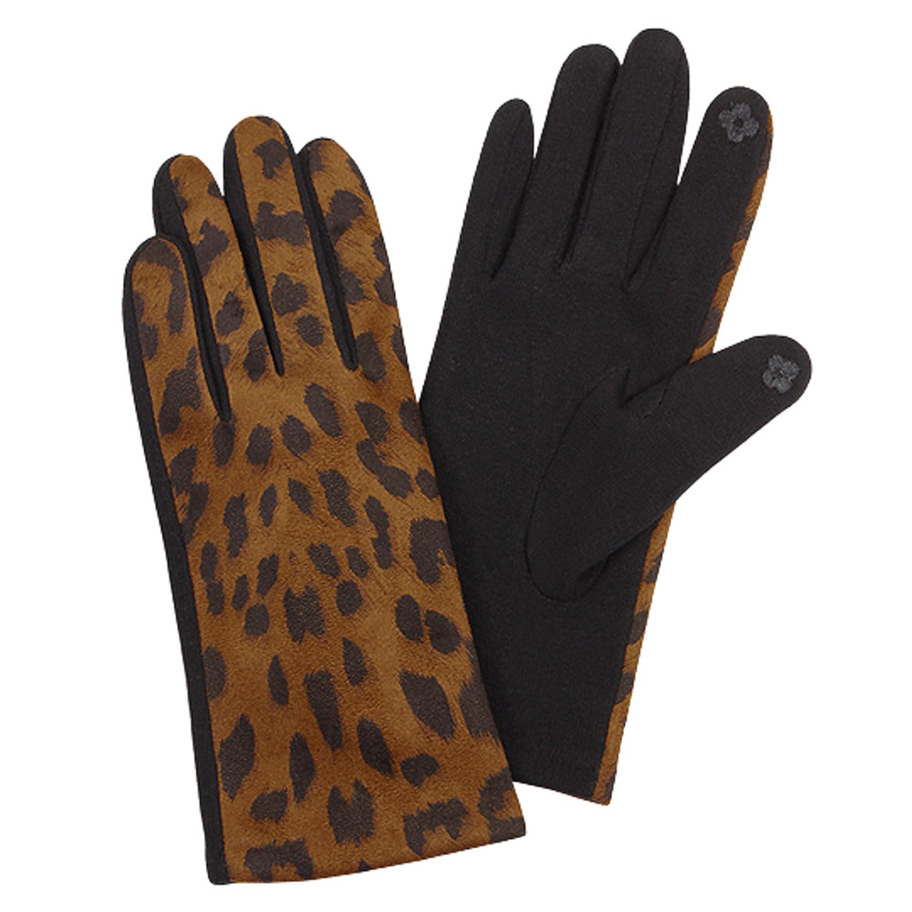 Brown Leopard Tech Gloves Adult One Size NEW